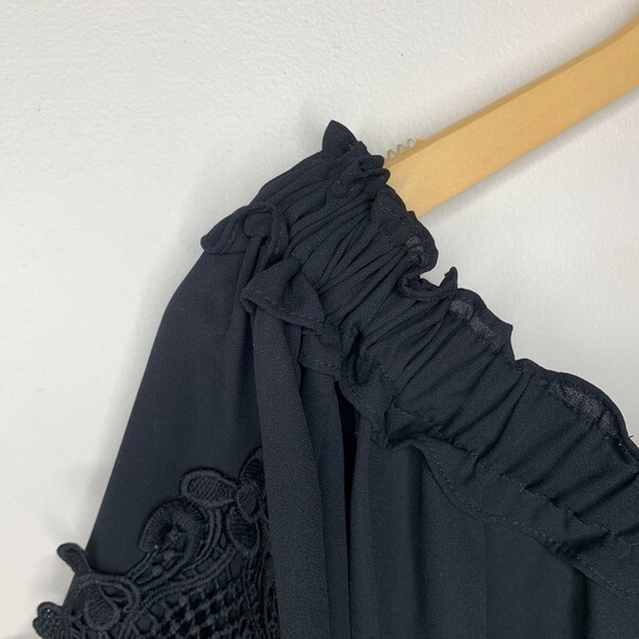New York and Company ruched off shoulder top black size XL - Picture 5 of 8